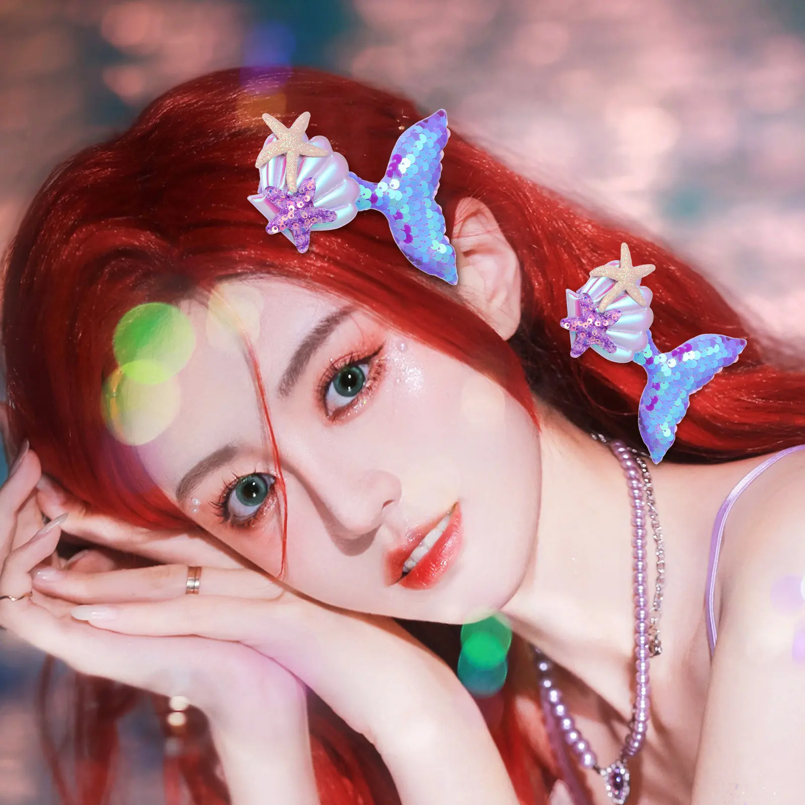 

6 шт. заколок для волос в стиле русалки, милые заколки в морском стиле с блестящими пайетками в виде ракушек для девочек и женщин, для вечеринок и свадеб