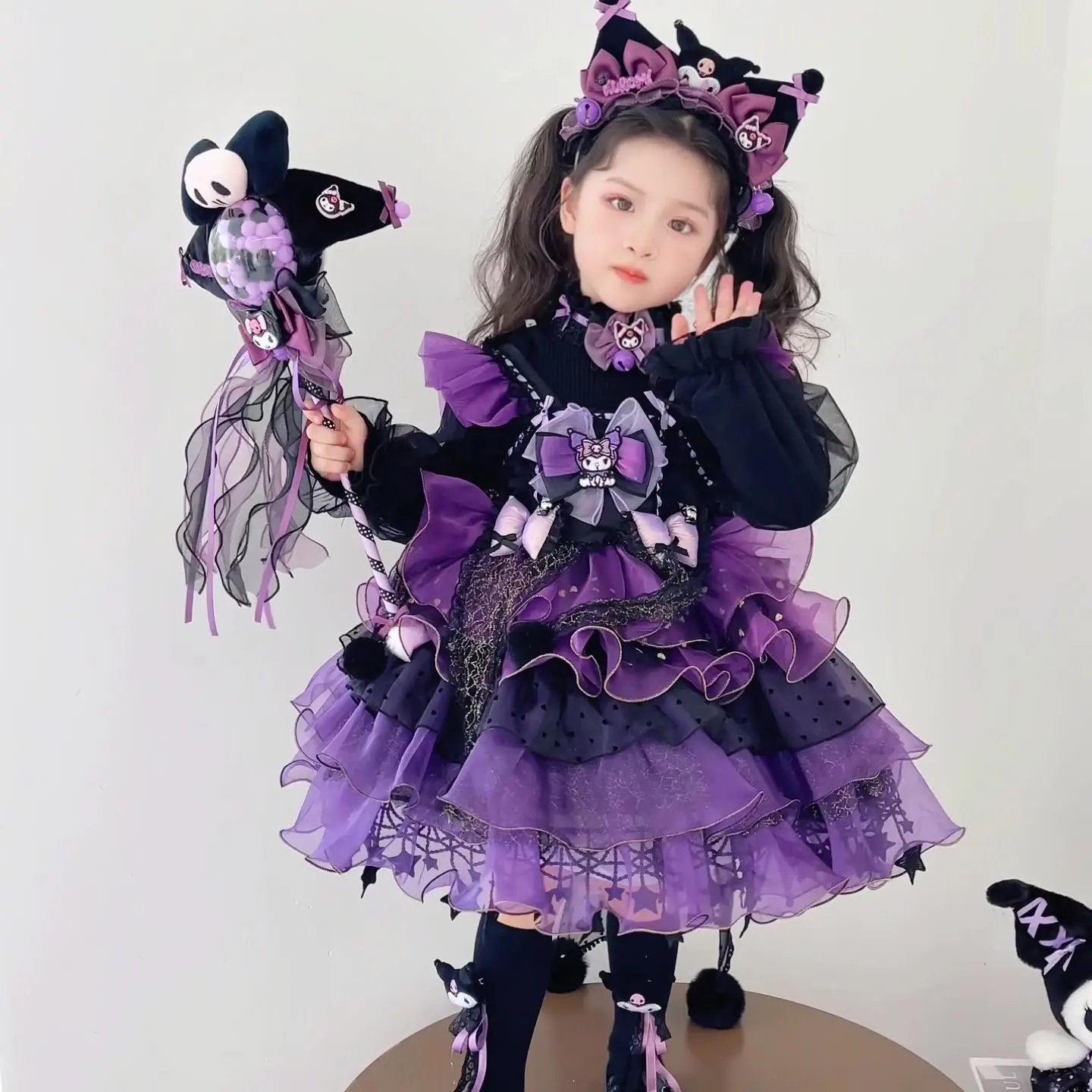 

Зимнее детское платье Лолиты с героями мультфильмов Kuromi, милое платье принцессы на день рождения, высокое качество, вечерние платье-пачка для косплея, костюм, рождественский подарок