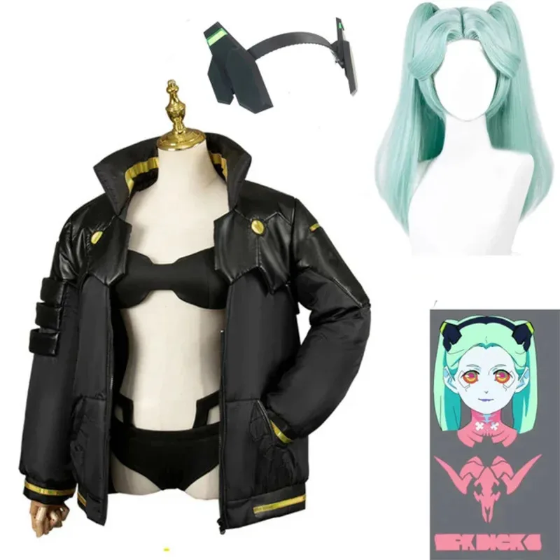In Stock Cyberpunk Edgerunners Rebecca Cosplay Costume Jacket Wig Tattoo Stickers Headwear Suit Halloween Costumes For Wome NM31 - view 4