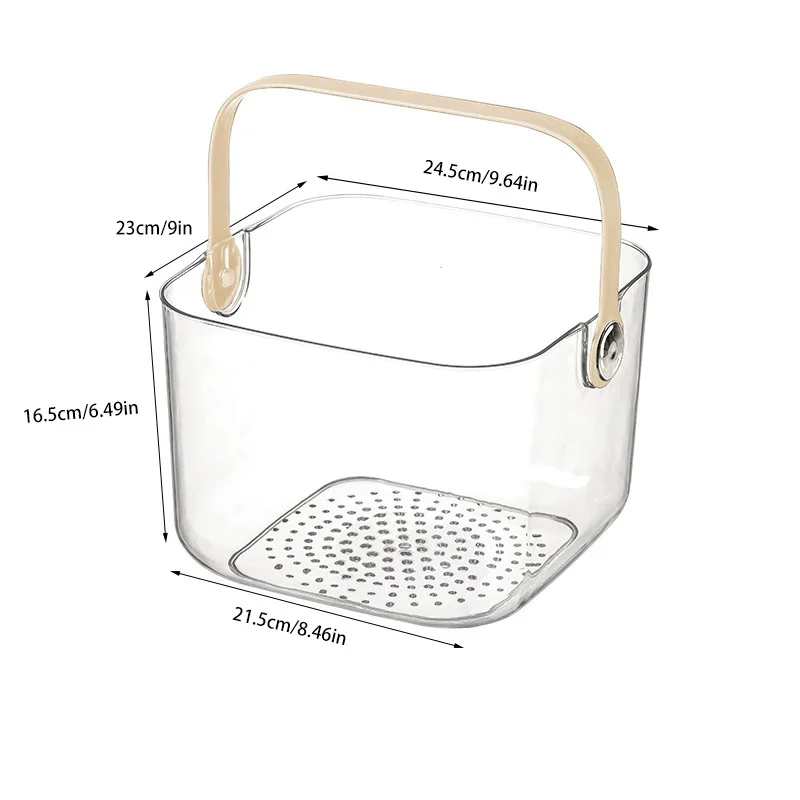 سلة الحمام، سلة تنظيم، سلة سفلية مجوفة، سهلة الصرف، سلة تخزين شفافة للحمام مع مقابض