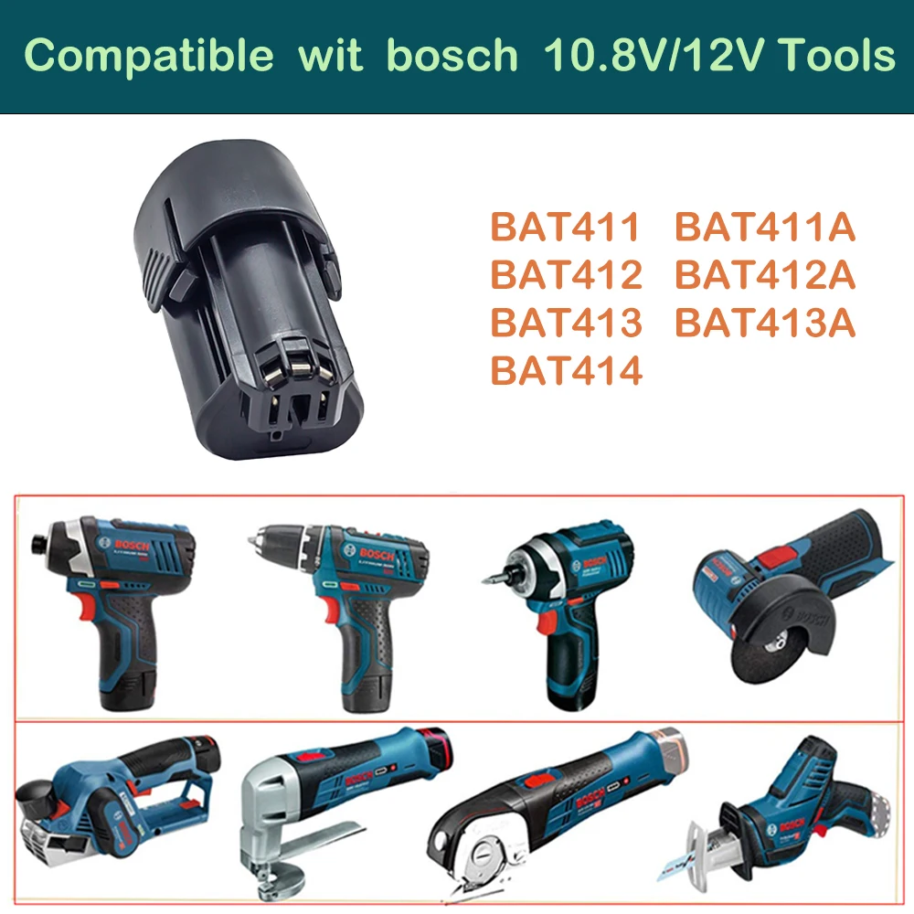 ลิเธียมไอออน12V 2000mAh/3000mAh สำหรับเครื่องมือไฟฟ้าของ Bosch ใช้ได้ BAT420 BAT411 BAT411A BAT412A BAT413แบตเตอรี่ BAT413A