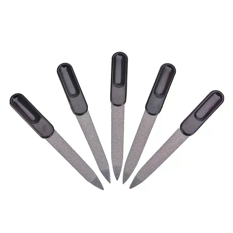 /JCS/5pcs Plastic Handle Metal Double Sided Nail Files DIY Manicure Pedicure Tool