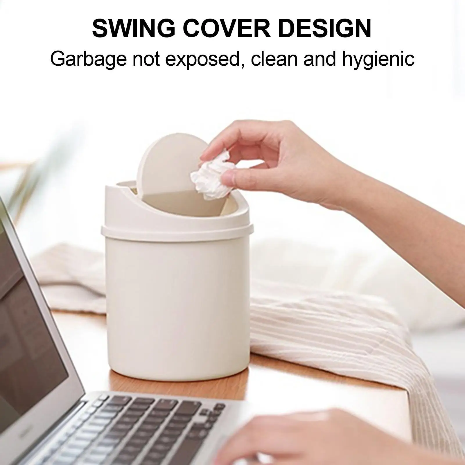 Mini Desktop Bin Small Trash Can Tube with Cover Bedroom Trash Can Garbage Can Clean WorkspaceStorage Box Home Desk