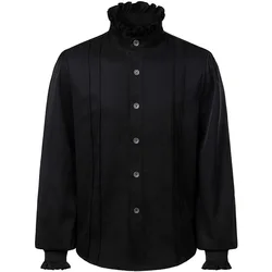 Men Dress Shirts Long Sleeve Vampire Costume Renaissance Steampunk Gothic Ruffled Vintage Medieval Shirts Men Clothing Male