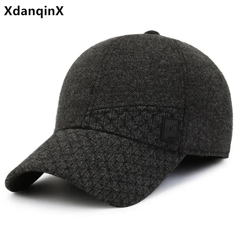 

New Winter Men's Cap Plush Thickened Warm Baseball Caps Coldproof Earmuffs Hats Cycling Sports Cap Dad's Cotton Hat Snapback Cap