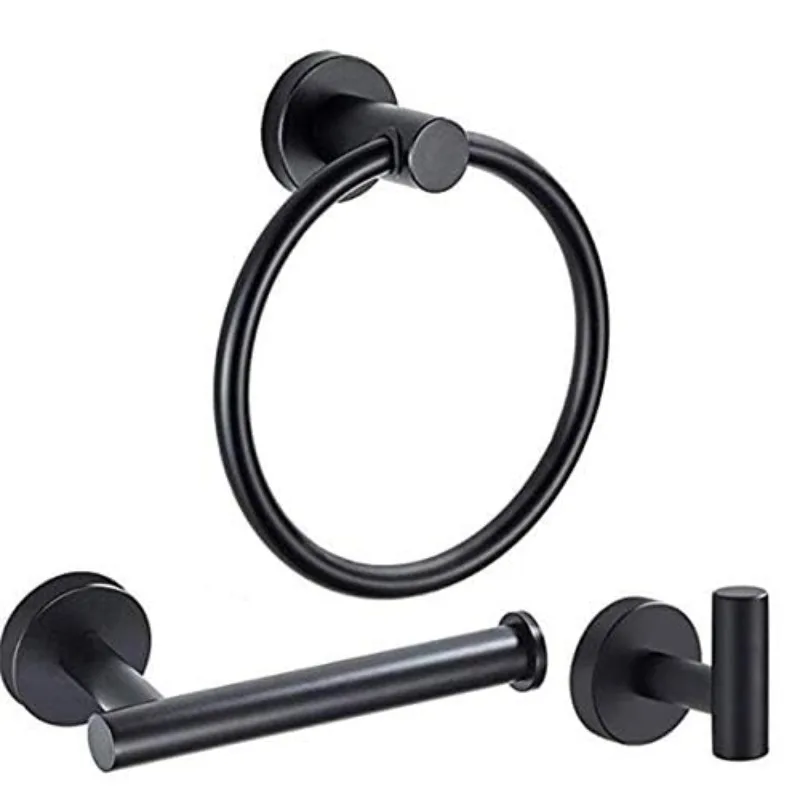 

3Pcs Bathroom Towel Ring Set 304 Stainless Steel Bathroom Towel Rack Toilet Paper Holder Hook Set Bathroom Hardware Accessories