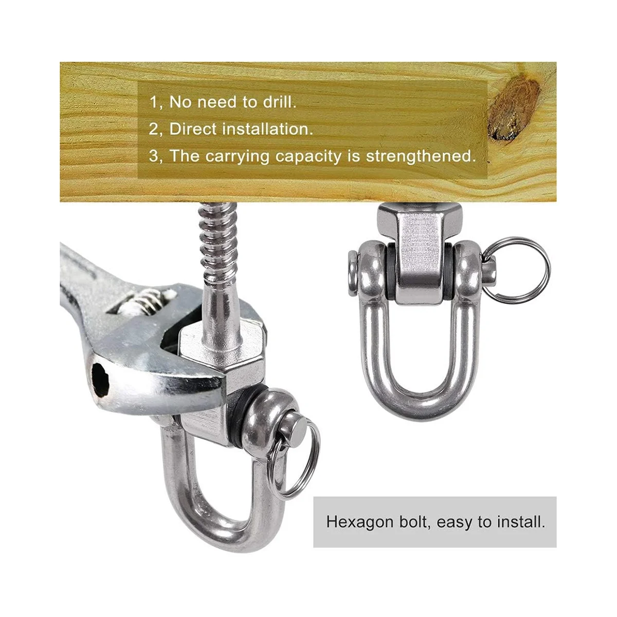 2Pcs Permanent Antirust Stainless Steel 304 Screw Bracket Heavy Duty Swing Hanger 1800LB Capacity, Indoor Outdoor