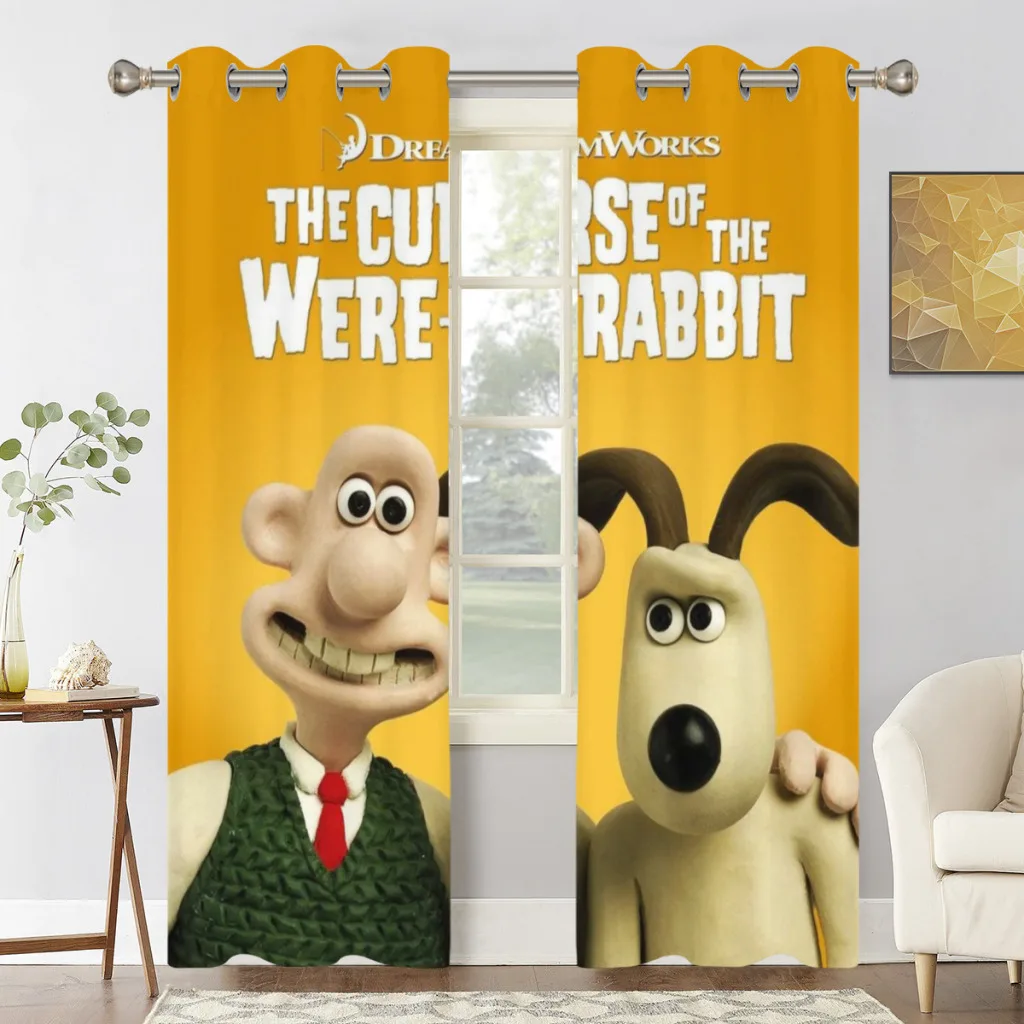 Kawaii Cute Gromit Shading Curtains  for Living Room Decoration Window Curtain 2 PC 