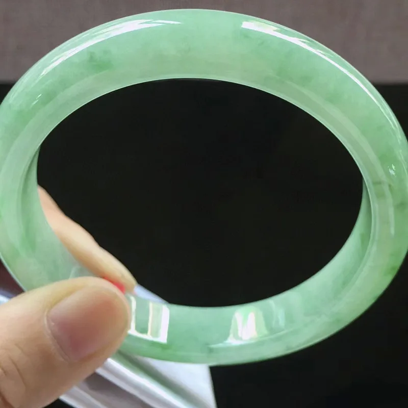 Factory Wholesale Myanmar Natural Emerald a Ice Floating Green Big Size Positive Ring Jade Bracelet