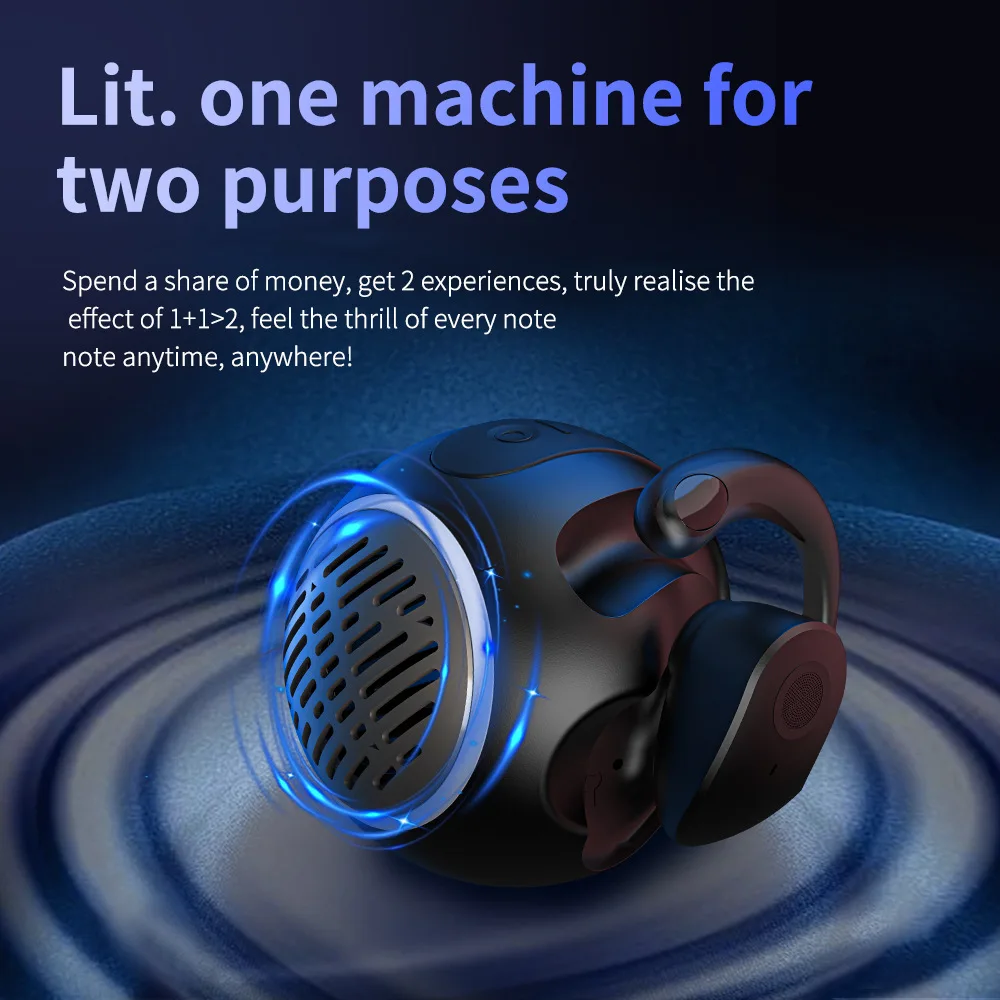 Salange Portable Wireless Bluetooth Speaker With Earphones 2 in 1 Stereo Surround Metallic Outdoor Portability Gaming Headphones