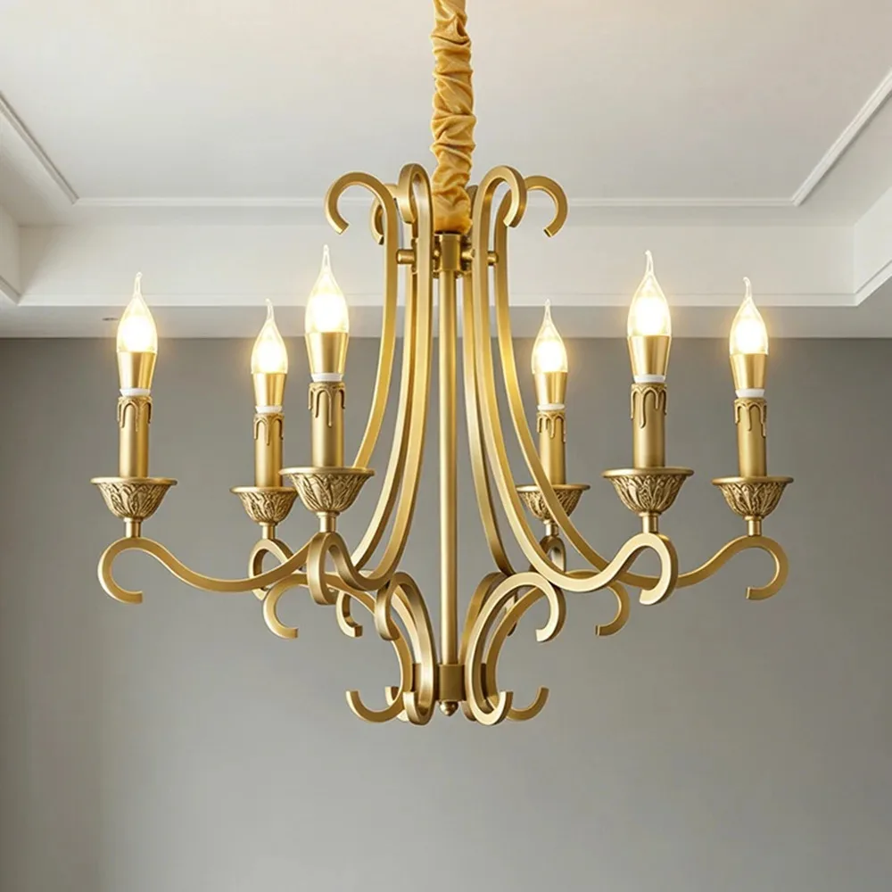 Modern Led Copper Chandelier For Dining Room Kitchen Bedroom Bedside Lamp Gold Vintage Ring Ball Decorate Ceiling Hanging Light