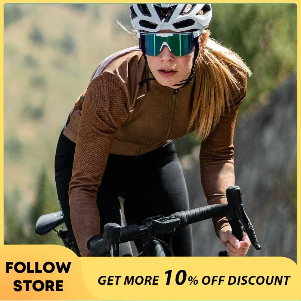 

Santic Cycling Jersey Womens Long Sleeve Tops Windproof Mountain Bike Bicycle Jackets Pockets Outdoor Sports Clothing Asian Size