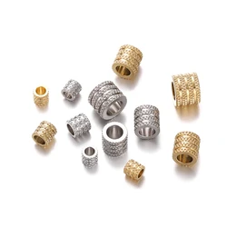 10Pcs 5/6/8/10mm Stainless Steel Large Hole Bead Gold Color Loose Spacer Beads Charms for Bracelet DIY Jewelry Making Supplies