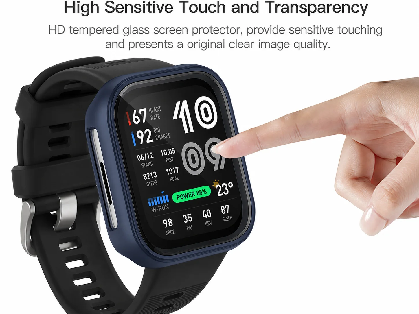 For Amazfit Bip Max Case Cover+Tempered Glass Screen Protector & Hard PC Protective Shell Bumper For  Bip Max Accessories-2pcs