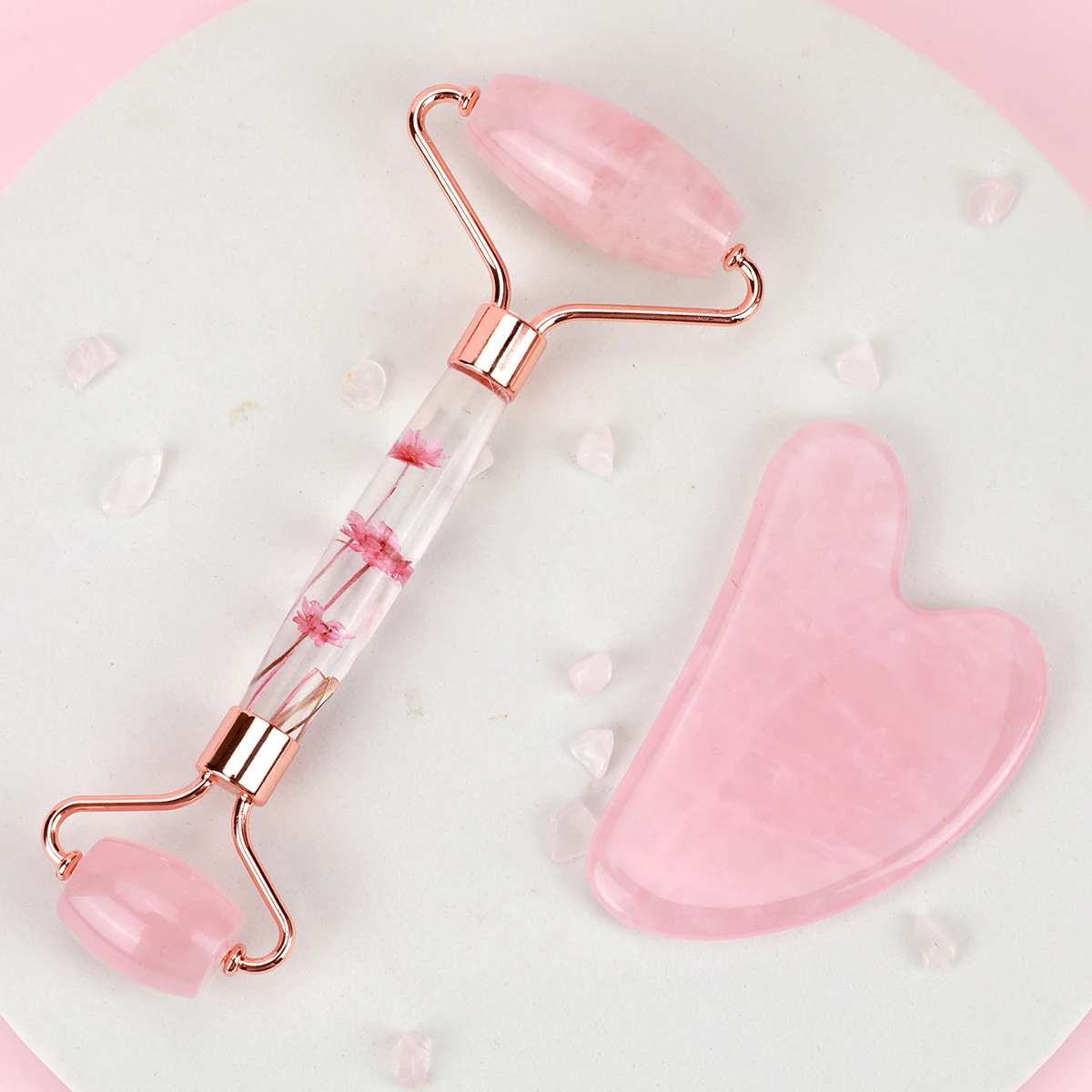 Gua Sha & Jade Roller ชุดหยกธรรมชาตินวดหน้าคอ Body Care Beauty Skin Care เครื่องมือ Facial Slim Lift ขูดผ่อนคลายเครื่องมือ