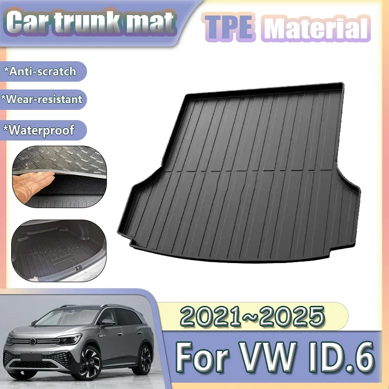 

TPE Car Trunk Mat For Volkswagen VW ID.6 X ID6 2021 2022 2023 2024 2025 Anti-dirty Floor Mats Material Carpet Pad Accessories