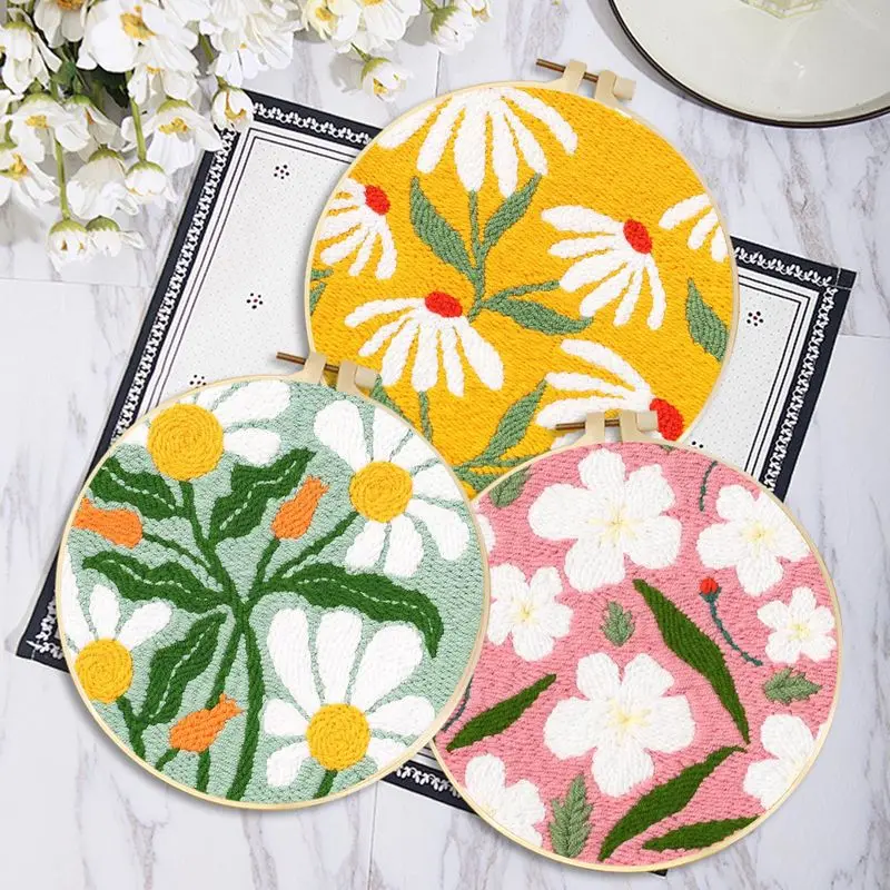 

Punch Needle Embroidery Starter Kits for Kids and Adults Beginners Include Instructions Punch Needle Fabric with Floral Pattern