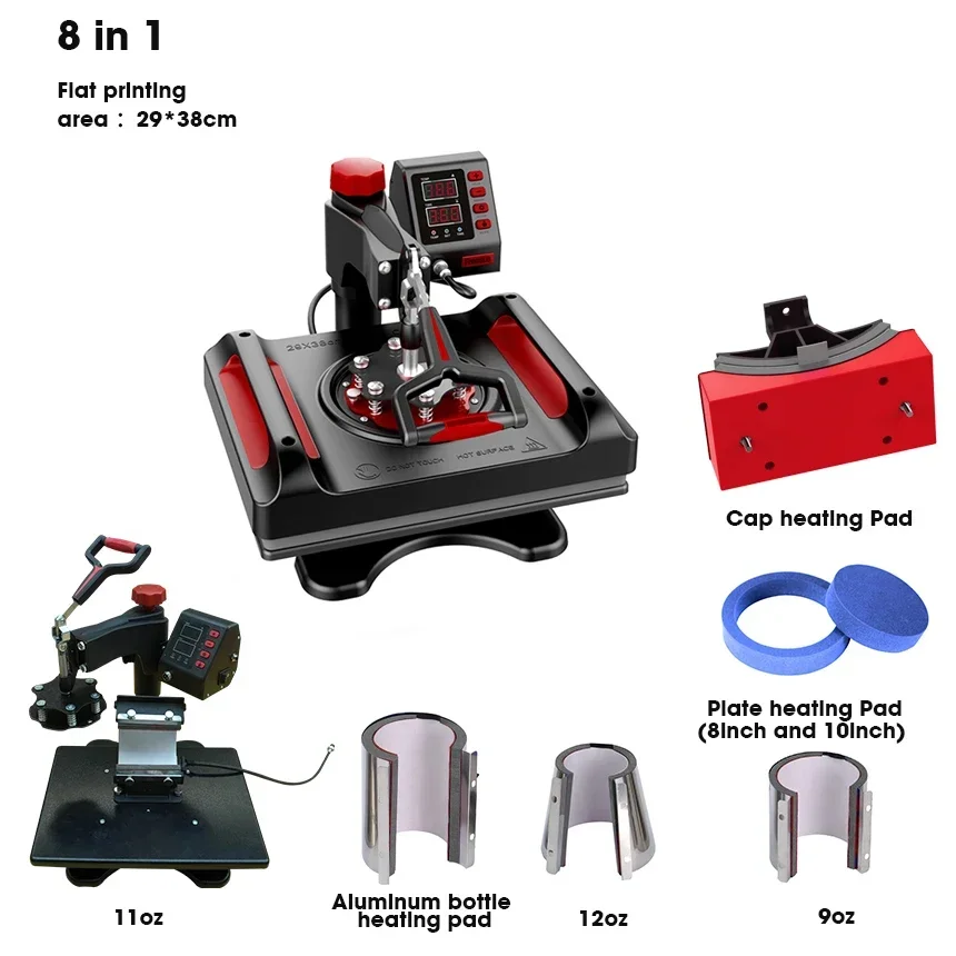 Freesub cheap price 8 in 1 heat press machine t-shirt sublimation machine T shirt printing machine P8001X-8