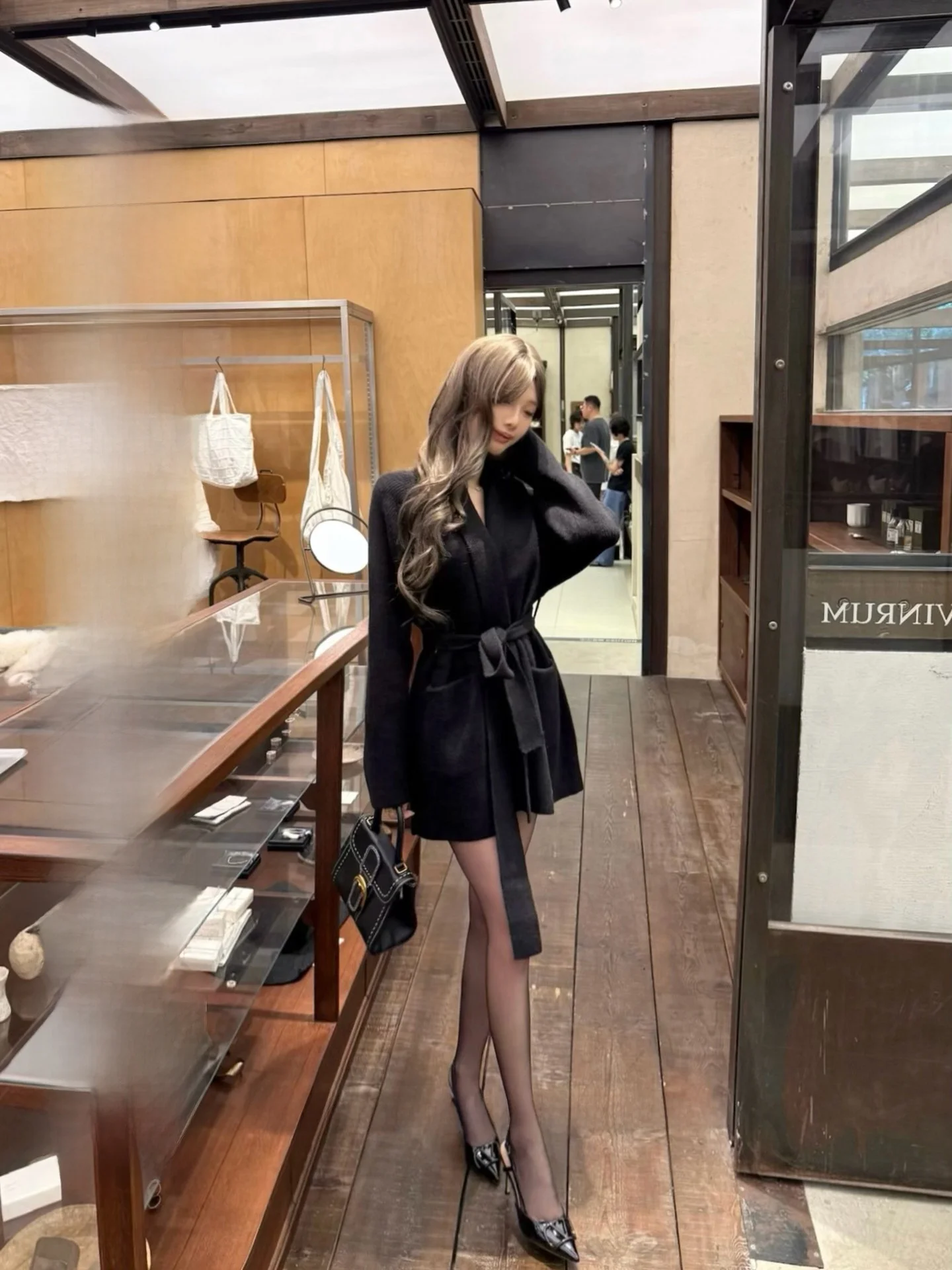 

Classic Knitted Batobe Coat for Women Lazy Sle Medium Length Autumn Winter Open Cardigan Belt Design Ladies Sweater