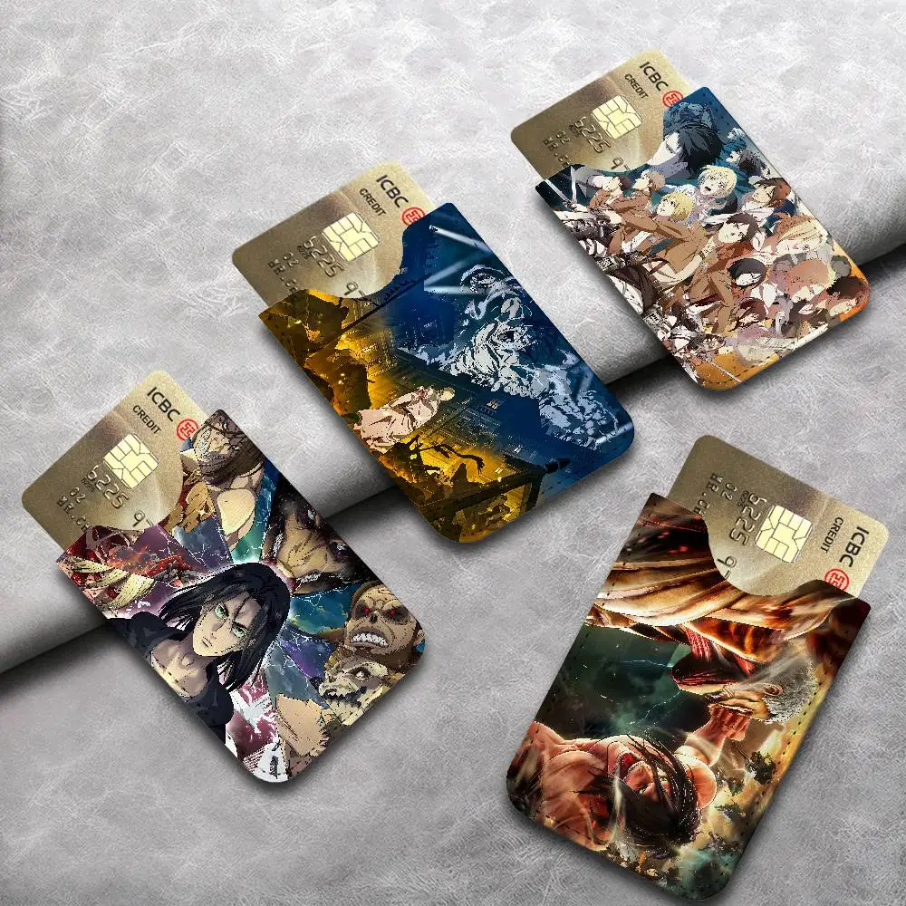 Dark A-Attack on T-Titan Ultra-Thin Mini Leather Card Holder Wallets for Men Women Lightweight Soft Genuine Leather Credit Card