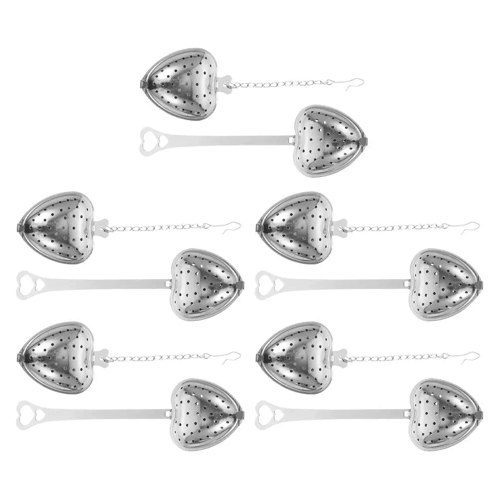 10 Pcs Metal Tea Strainer Reusable Diffuser Filter Loose Leaf Infuser Fine Heart Shaped Stainless Steel