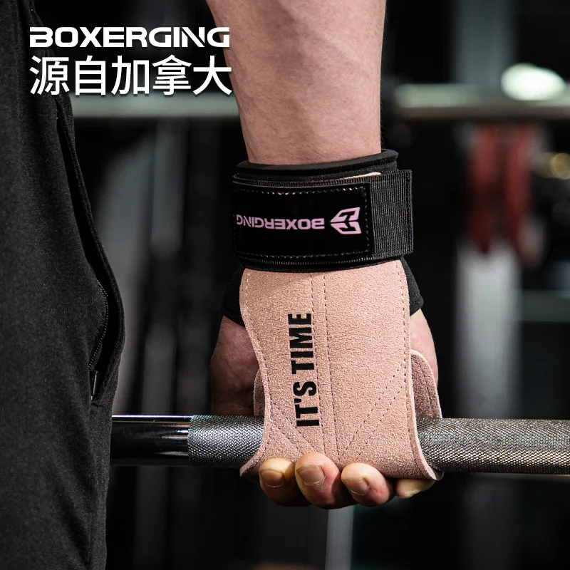 Cowhide Gym Gloves Grips Anti-Skid Weight Power Belt Lifting Pads Deadlift Belt Workout Crossfit Fitness Gloves Palm Protection