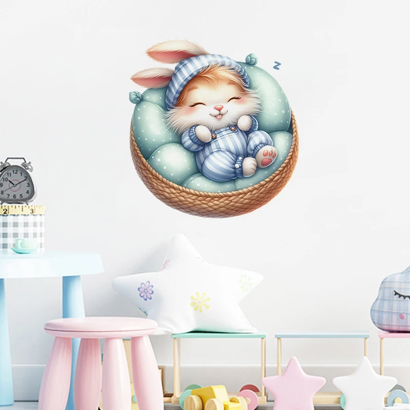 Cute Sleepy Bunny Sticker, Water-proof Home Wall Decal, Used for Wall, Bathroom, Cabinet, Door,Toilet, Car, Laptop