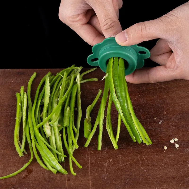 Trancheuse à oignons de printemps en acier inoxydable, trancheuse à prune, râpe à légumes filetés, outil de cuisine simple, sourire fin