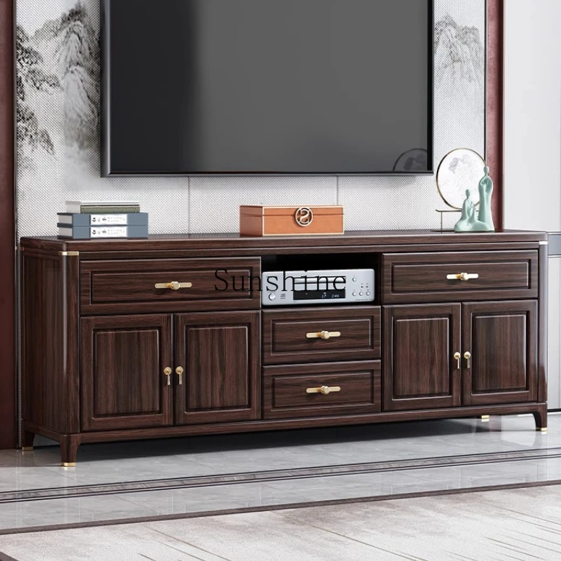 

New Chinese-style solid wood bedroom TV small apartment living room modern simple wall cabinet