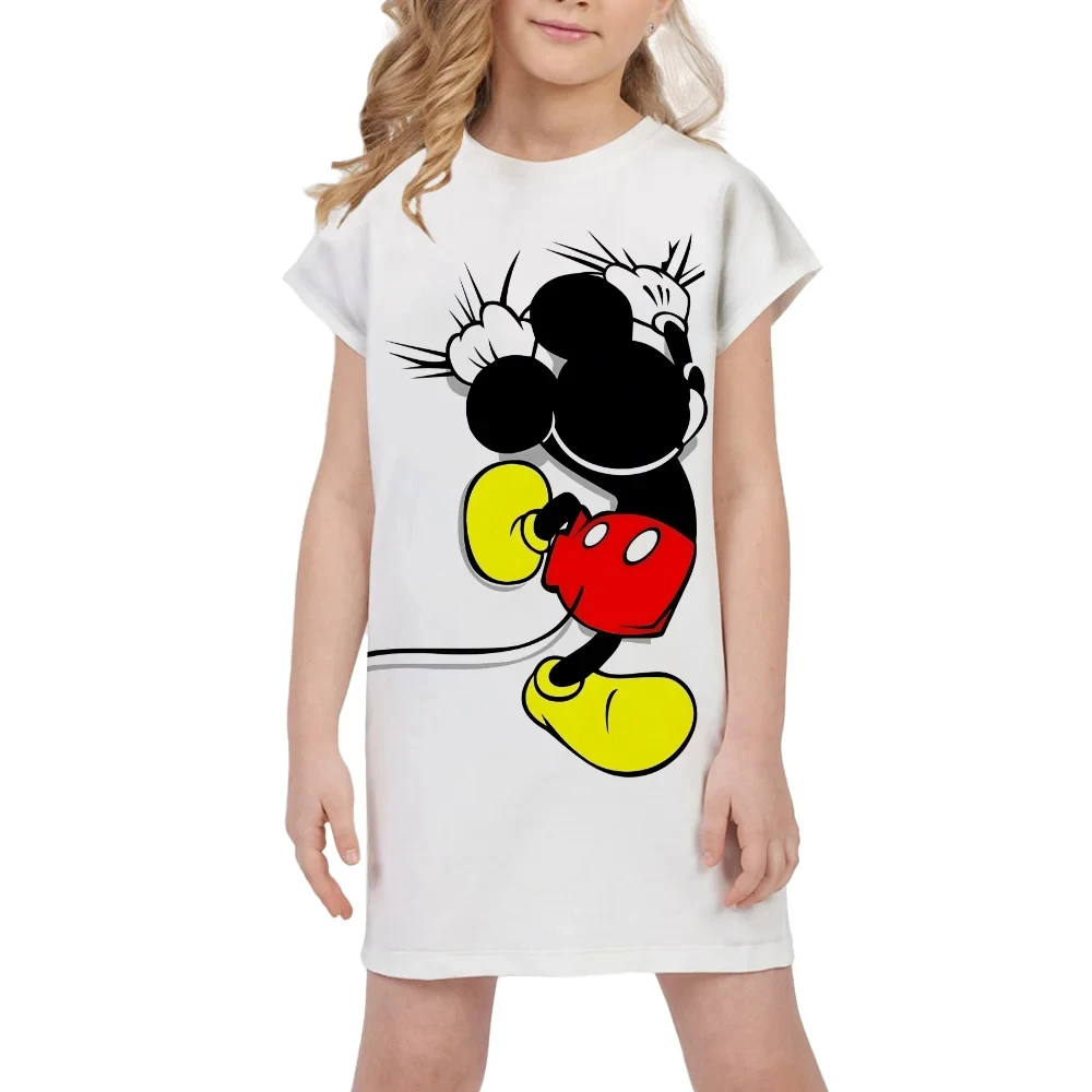 Summer girls' casual dress Disney Minnie mouse 3D print children's princess dress girl birthday gift clothing kids top cosplay