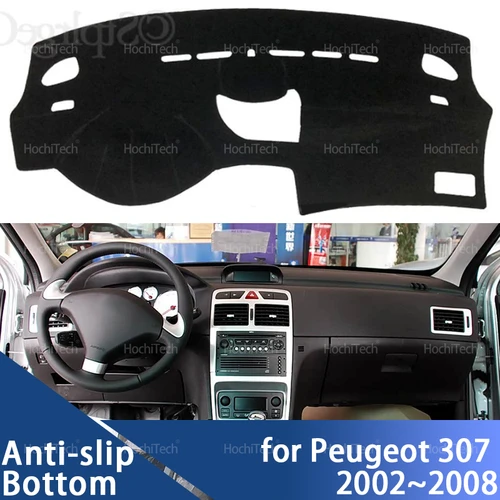 Cubierta de tablero almohadilla protectora tablero parasol alfombra Anti-UV Dashmat para Peugeot 307 307sw 307cc 2002 ~ 2008 2005 2006 2007