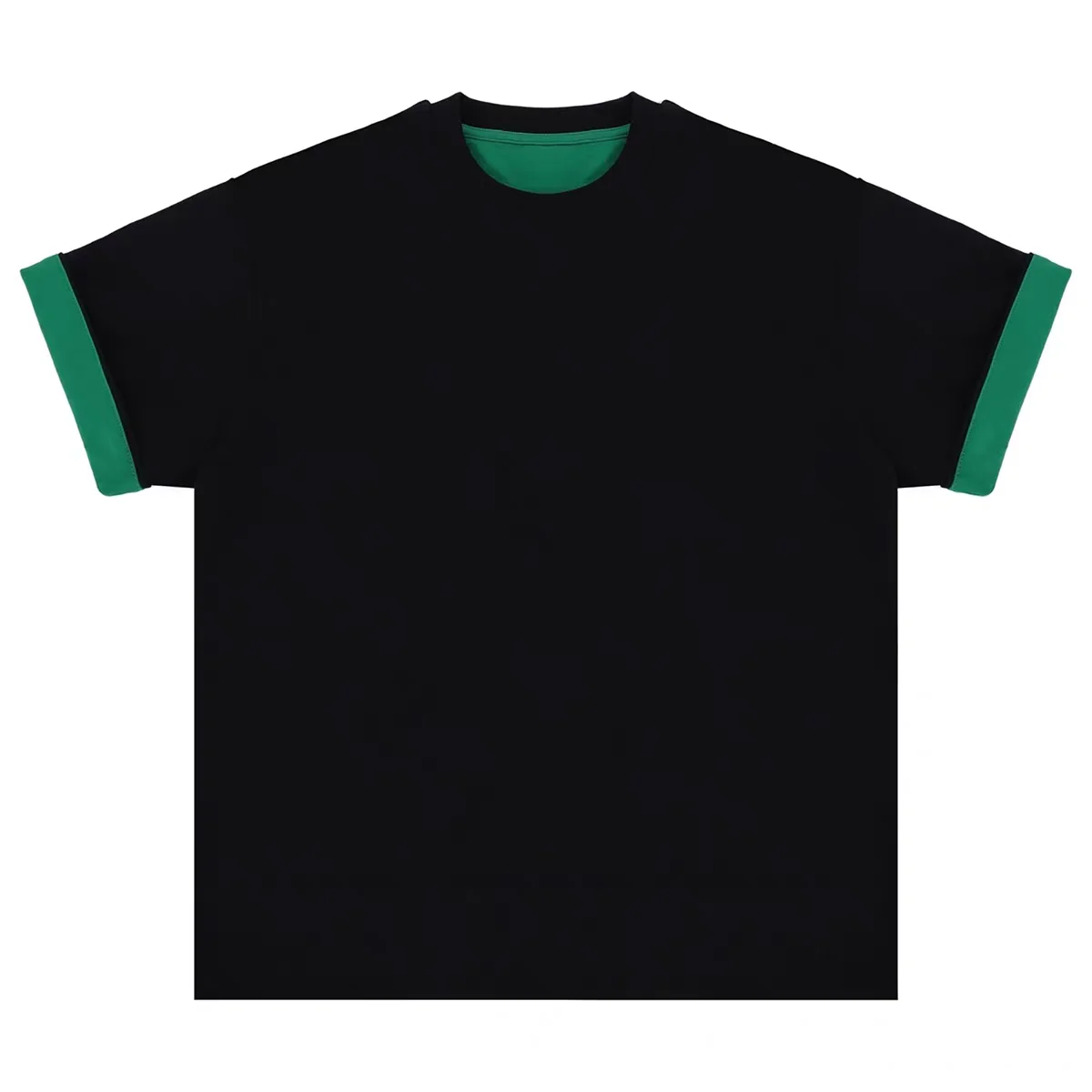 Retro cuffled patchwork two piece short sleeved Vintage T-Shirt Men Women Casual Tee Best Quality Cotton T Shirt