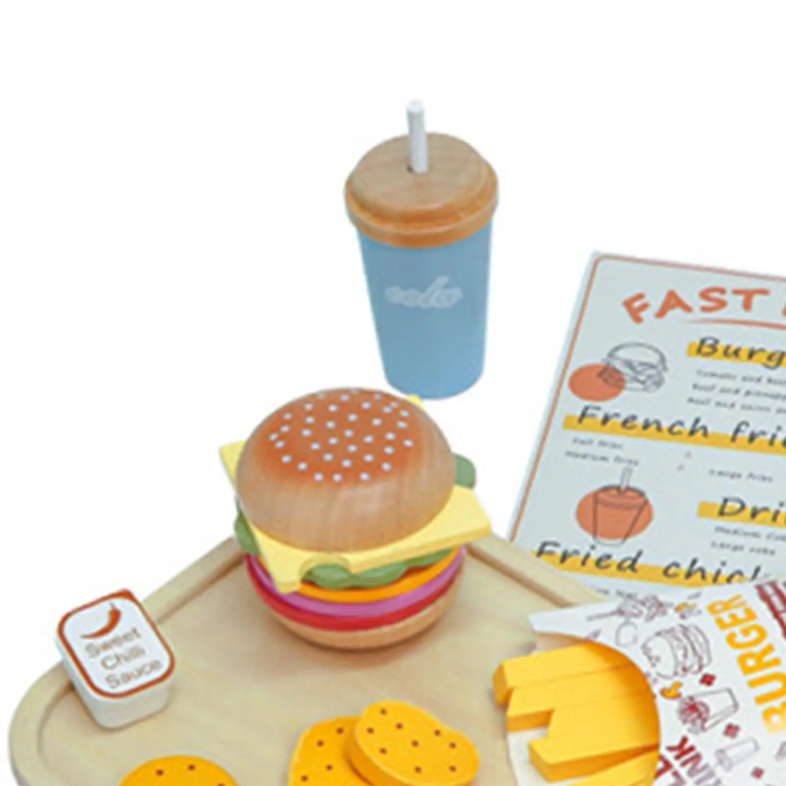 Wooden Burger Stacking Toy Early Education Party Favors Realistic Wooden Play Kitchen Food Set for Boys Girls Toddlers Preschool