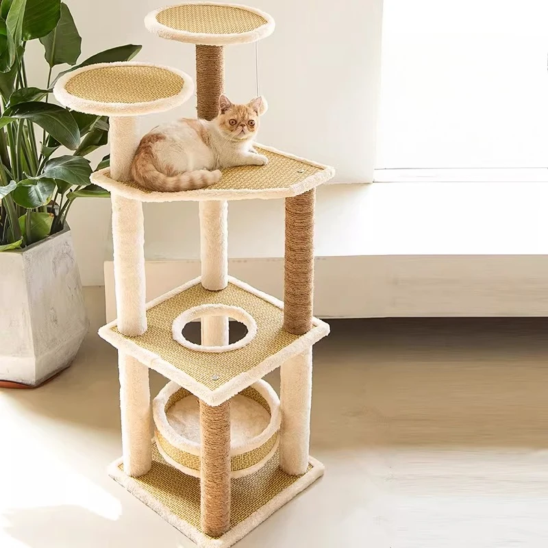 

Supplies Toys Cat Tower Scrapers Indoor Tree Post Castle Cat Tower Climbing Goods Scratcher Mat Torre Para Gatos Pet Supplies