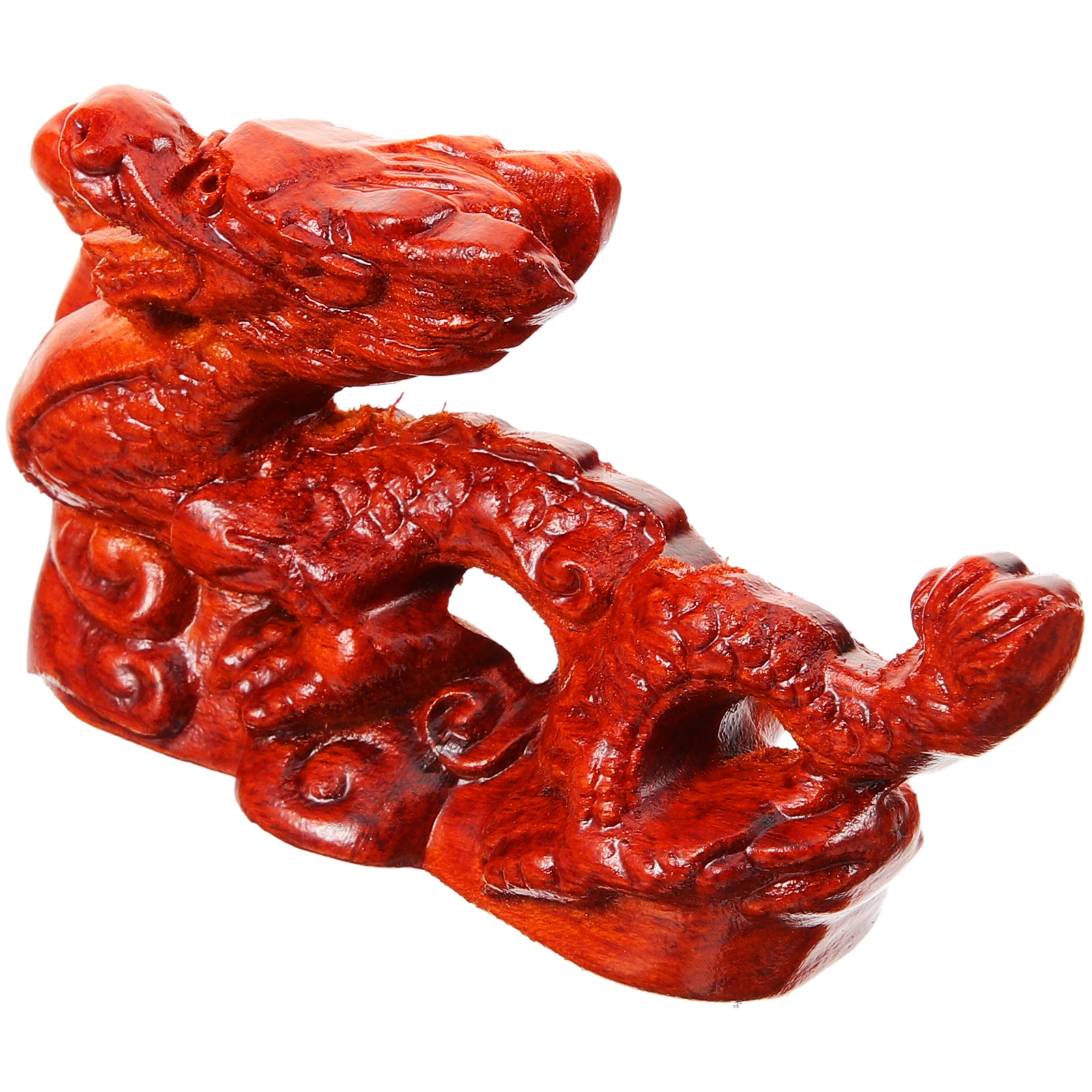 

2024 New Year Wooden Dragon Carving Zodiac Ornament 12cm Red Wood Sturdy Desktop Decor for Office Home Car Gift Chinese Style