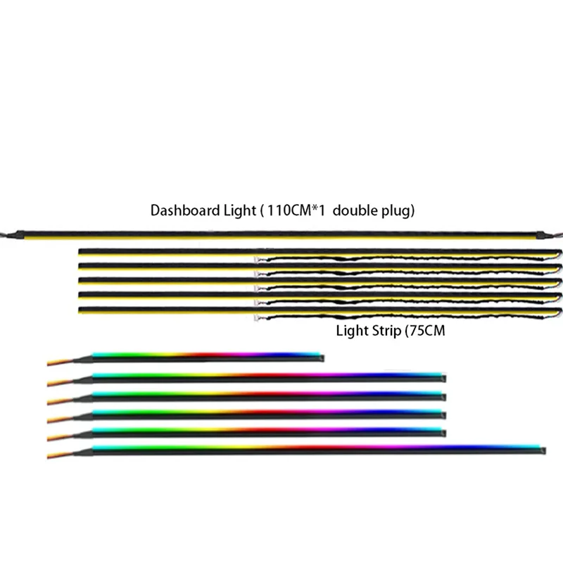 35cm 75cm 110cm LED Light Strip 18 in 1 Light Strip Acrylic 213 64 Color Symphony Atmosphere Lamp Dashboard LED Car Accessories