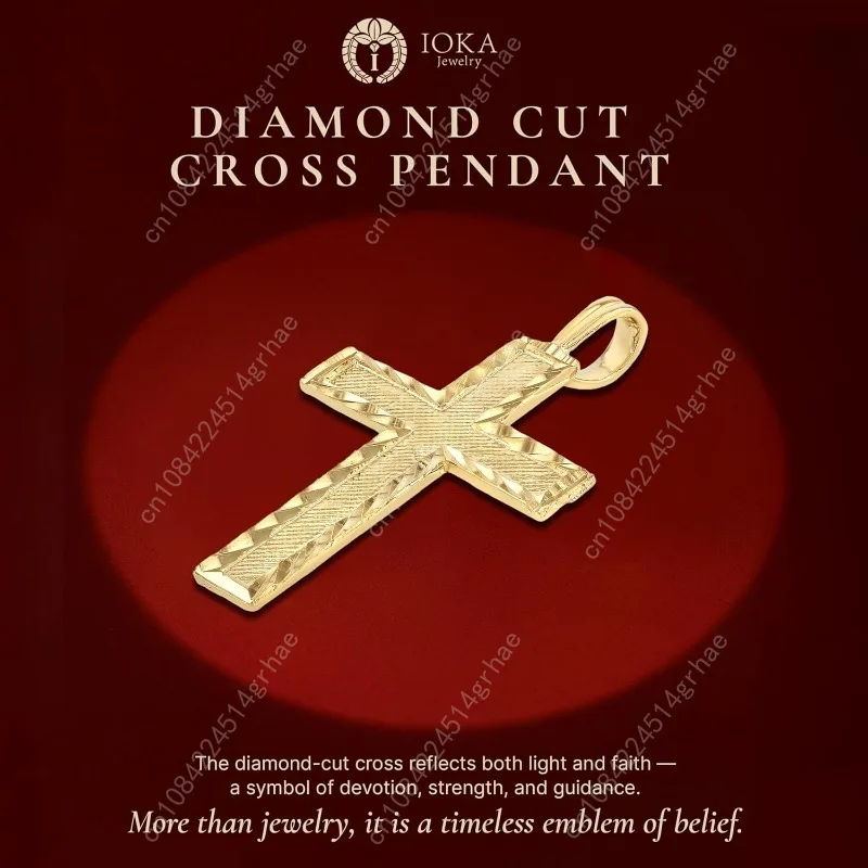 จี้กางเขนทองคำแท้ 14K สีเหลือง สำหรับผู้ชายหรือผู้หญิง มีสองขนาด – จี้พระเยซูขนาดเล็ก 14 กะรัต สำหรับสร้อยคอหรือสายโซ่ – จี้รูปไม้กางเขนแบบบาง