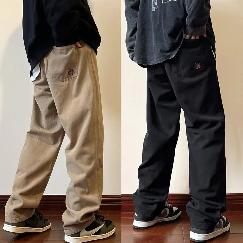 

Male Trousers Khaki Men's Cargo Pants Straight Wide Vintage Cheapest Fashion Baggy Long Clothing Large Size Spandex Techwear Big