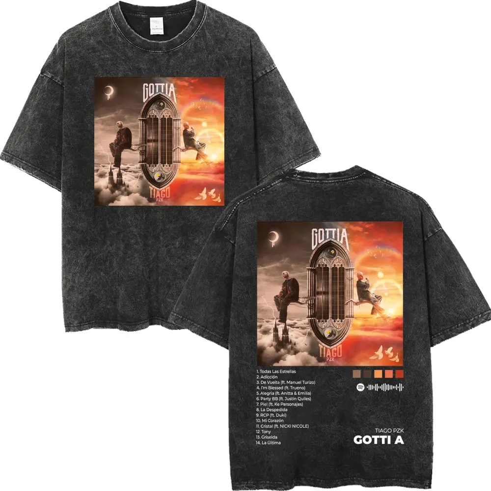 

Vintage Washed Rapper Tiago PZK Album Poster Graphic T Shirts Fashion Hip Hop Short Sleeve T-shirt Unisex Casual Cotton T-shirts