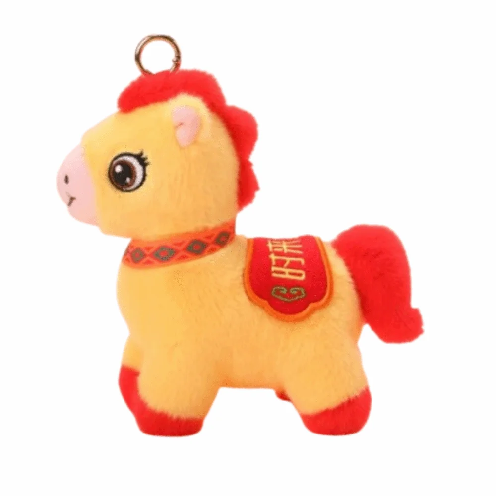 Chinese Style Lucky Pony Pendant Soft PP Cotton Mascot Horse Plush Keychain Portable Fluffy Chinese Horse Plush Doll
