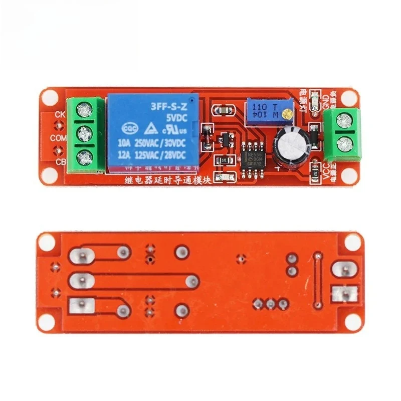 NE555 Timer-Relaismodul, einstellbarer Verzögerungsschalter, 0–10 Sekunden, DK555 DC 12 V, Zeitsteuerungsschaltung, EIN/AUS-Verzögerungstimer