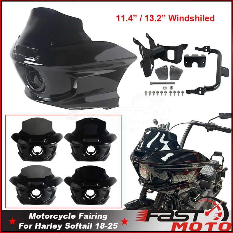 

Мотоцикл 11 "13" лобовое стекло щиток передние обтекатели кронштейн для Harley Softail Street Bob Standard Low Rider 18-2025