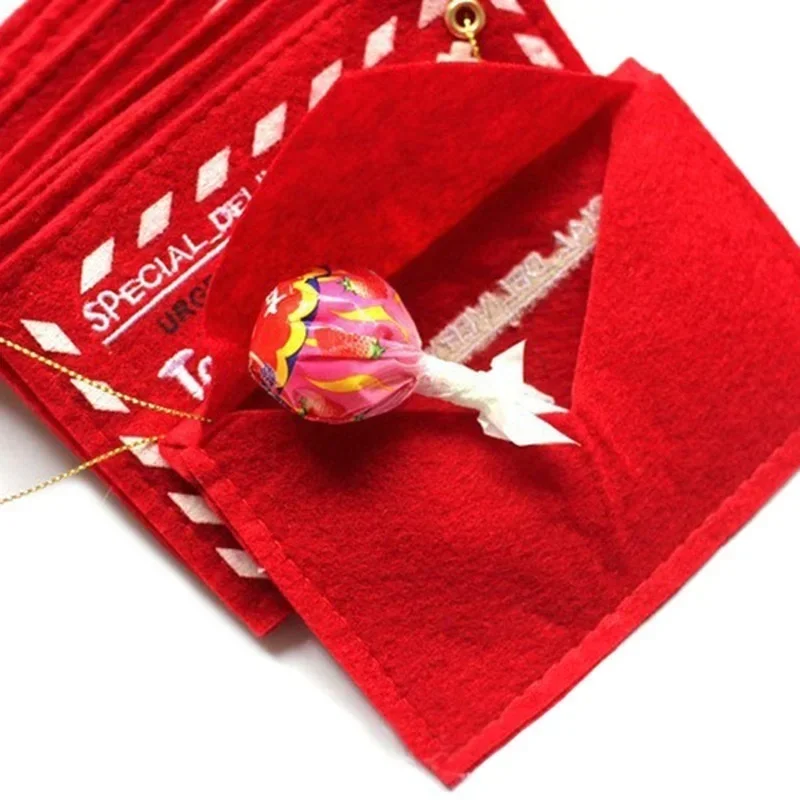 10PCS Envelope Christmas Xmas Tree Hanging Card Holder Santa Gift Bag Red Decoration Gift Envelope Padded Envelopes