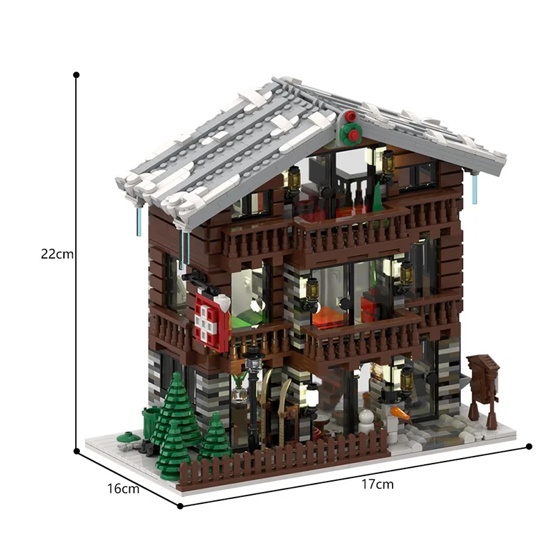 Alpine Hut piccole case invernali hotel di campagna invernale piccoli blocchi di assemblaggio di particelle Bambini Giocattoli modello natalizio per adulti