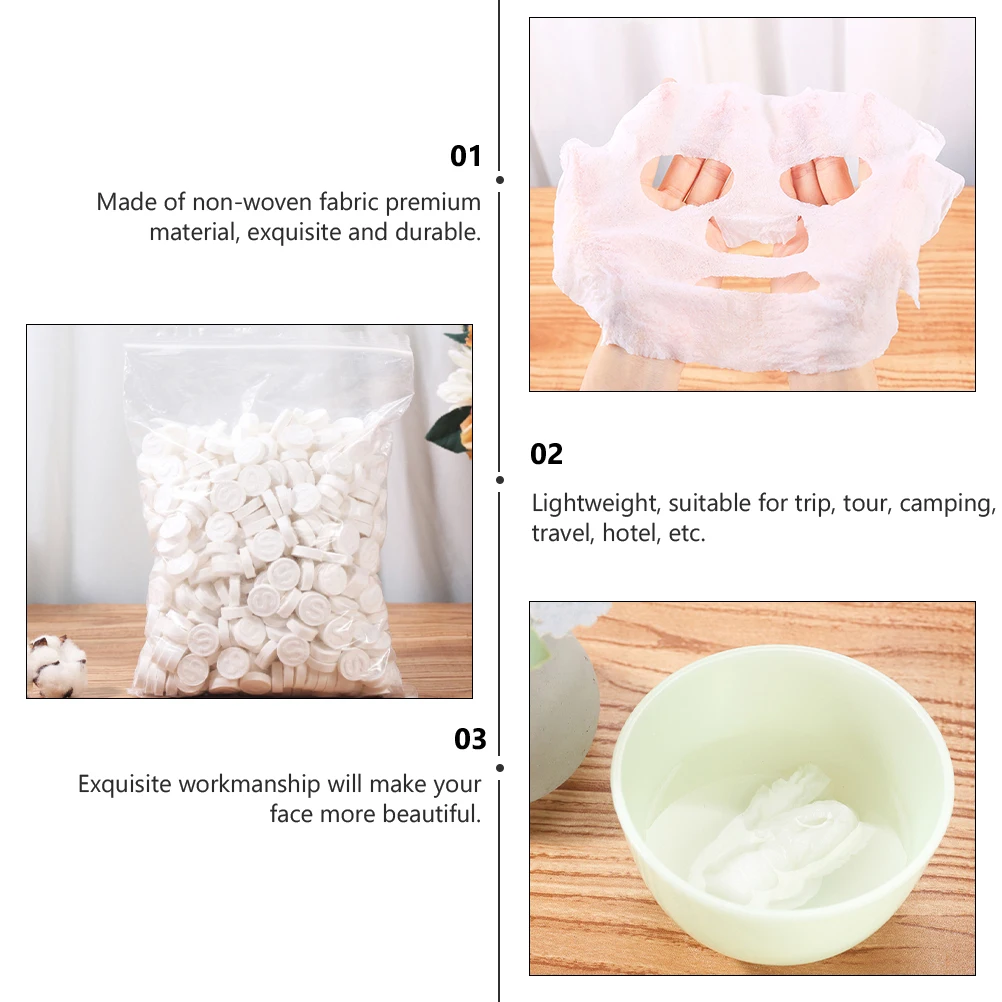 

500pcs Face Mask Sheet Pure Cotton Compressed DIY Women Skin Care Disposable Facial Tool Lightweight Travel Friendly