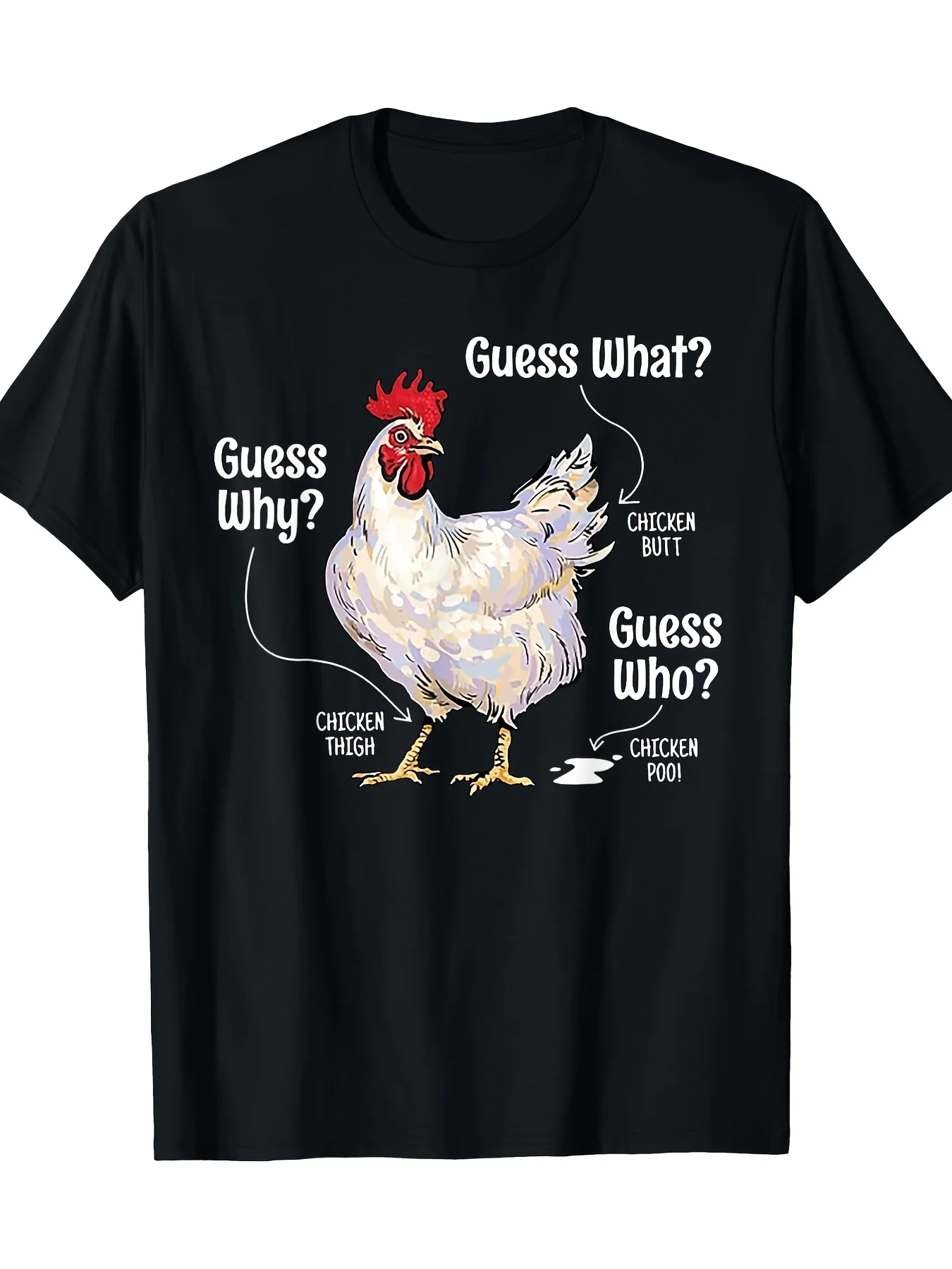 Fun Animal Farm Guess The Chicken Butt White Design T-Shirt