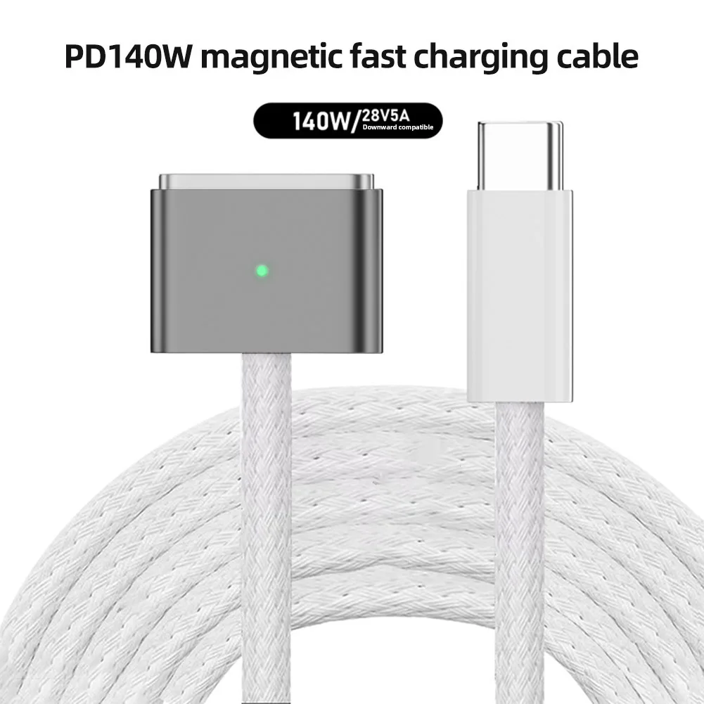 

2M Type C To Magnetic3 Charging Cable PD140W Quick Charging USB-C PD3.1 LED Indicators for MacBook Air 2022/Pro 2021 2023