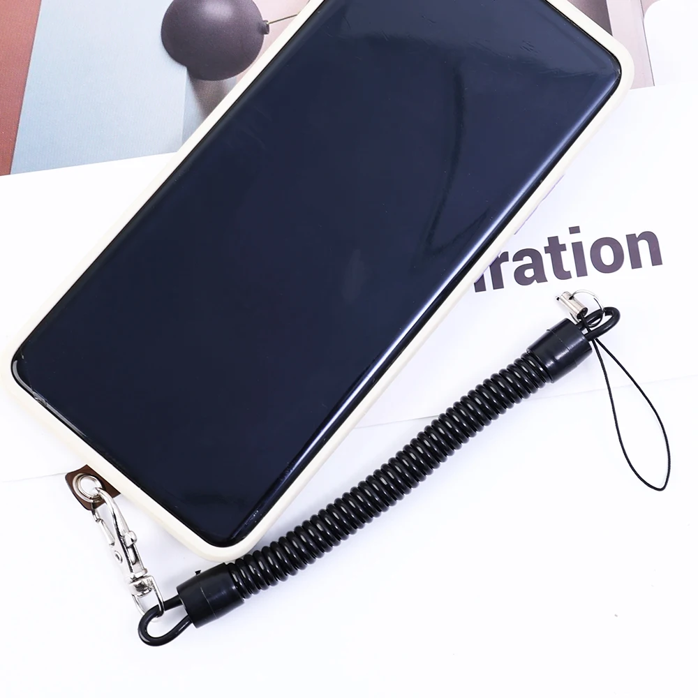 Universal Telescopic Spring Anti-theft Gasket Phone Lanyard Mobile Phone Charm Bracelet Straps Hanging Rope with Patch Pad