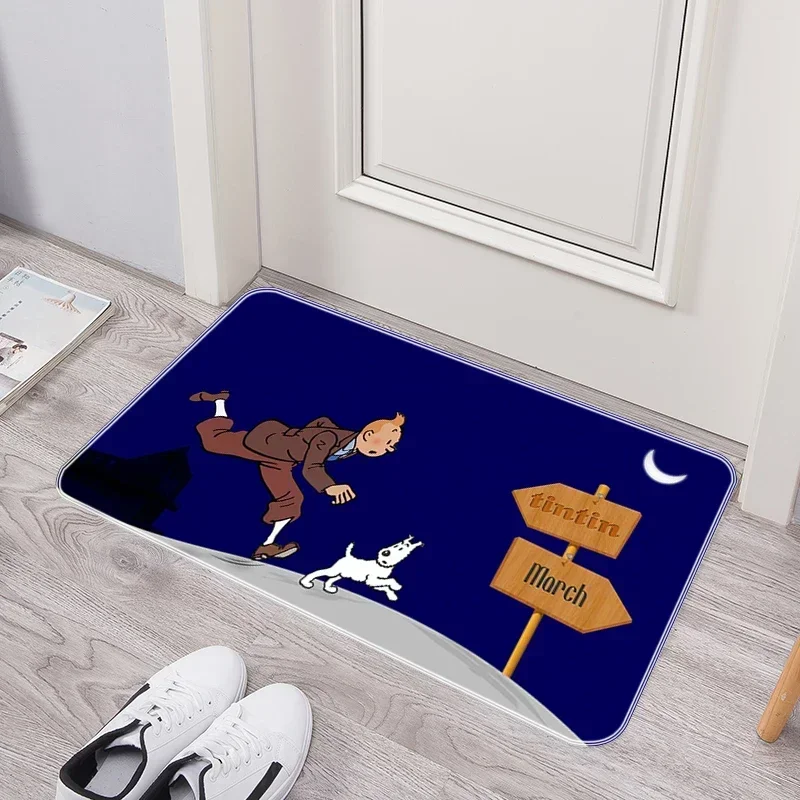 The Adventures of Tintins House Entrance Mat Absorbent Washable Non-slip Rug Anime Bedroom Doormat Room Carpet Kitchen Door Mats