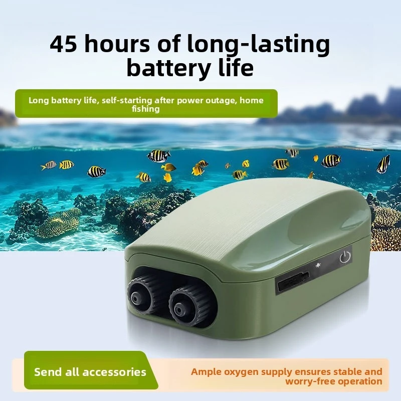 Portable USB Oxygen Pump Aquarium Fishing Rechargeable Li-ion Battery Dual Use Compact Pump Outdoor Home Fish Tanks